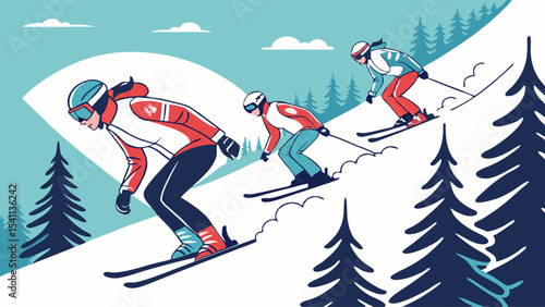 Skiers enjoying a winter mountain slope.