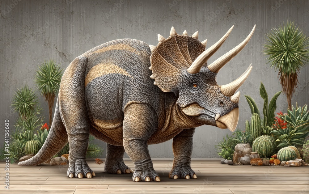Fototapeta premium Triceratops in a desert scene