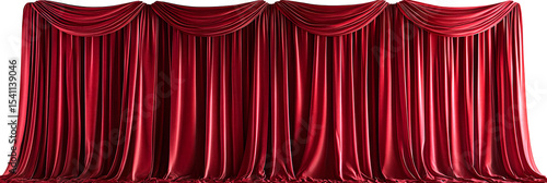 Luxurious red velvet stage curtains against a dark background elegance drama