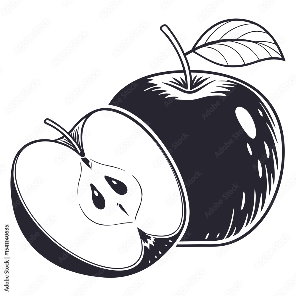 Obraz premium silhouette apple on white background