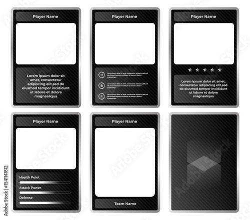 card border 204Complete game card set template with a black and white color combination and a stripes theme, for design, branding, and other needs.ai