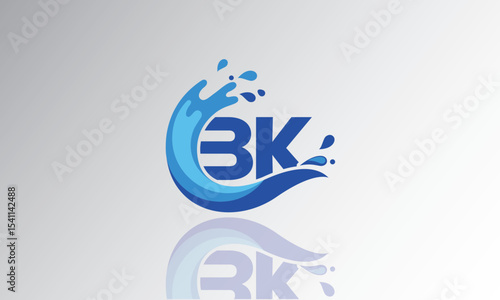 BK Wave Monogram Logo – Creative Splash Letter mark with Water Flow & Motion Effect for Fresh, Dynamic Branding & Aqua-Themed Identity Design
