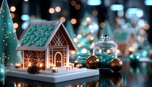 Wallpaper Mural Festive gingerbread house scene with Christmas decorations Torontodigital.ca