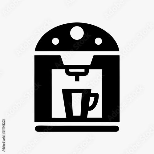 Black coffee machine icon with cup silhouette isolated on white background
