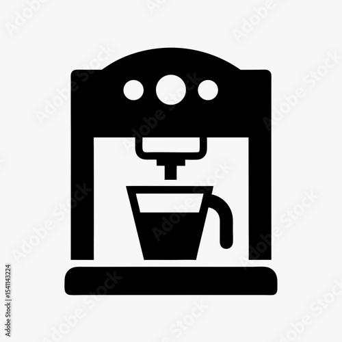 Black coffee machine icon with cup silhouette isolated on white background
