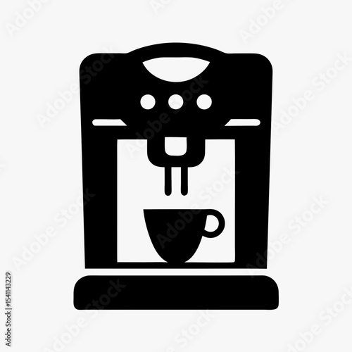 Black coffee machine icon with cup silhouette isolated on white background

