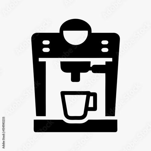 Black coffee machine icon with cup silhouette isolated on white background
