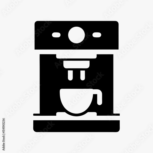 Black coffee machine icon with cup silhouette isolated on white background
