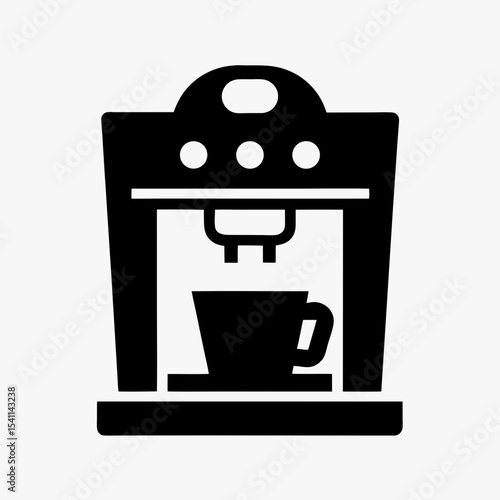 Black coffee machine icon with cup silhouette isolated on white background
