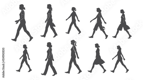 Woman Walking Silhouette Collection Vector Illustration for Fashion, Lifestyle, and Movement ConceptsWoman Walking Silhouette Collection Vector Illustration for Fashion Lifestyle and Movement Concepts