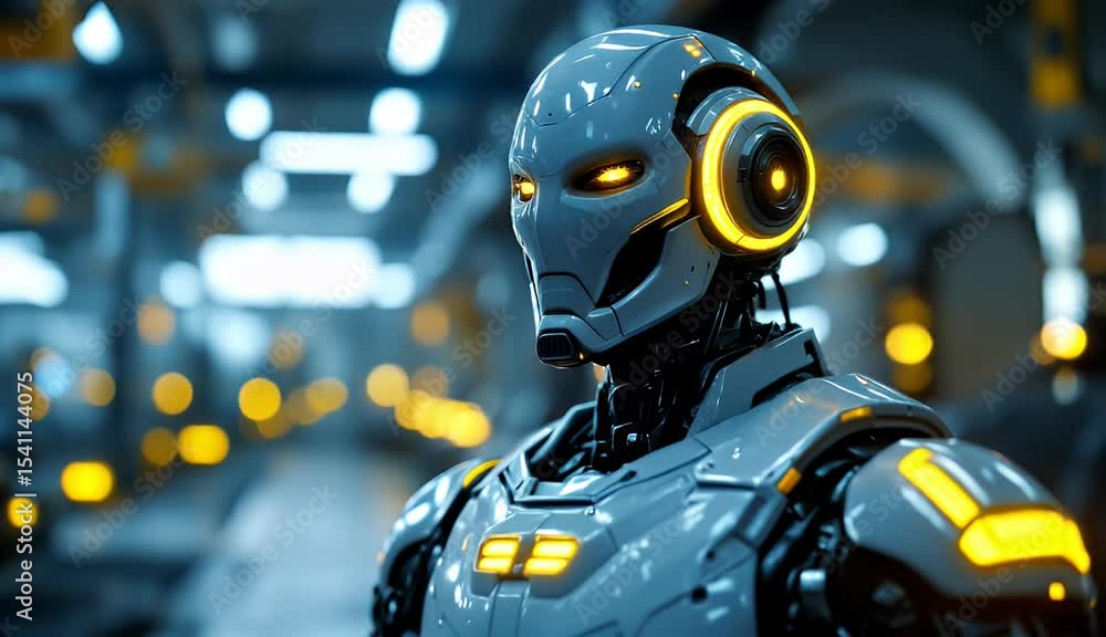 Advanced Robot in Futuristic Factory Advanced Robot in Futuristic Factory