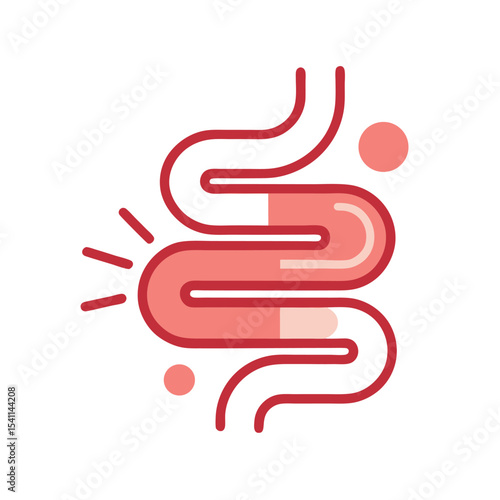 Vector illustration of irritable bowel syndrome depicting stomach pain and discomfort