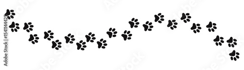 Paw vector foot trail print on white background. vector cat or Dog, path pattern animal tracks, isolated on white background