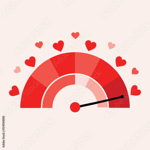 Love meter showing high level with hearts and progress indicator vector illustration