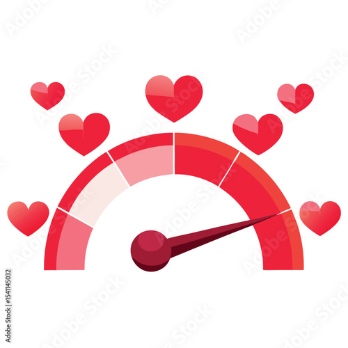 Love meter illustration depicting feelings of affection and care with heart icons vector illustration