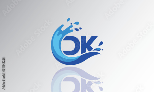 DK Wave Monogram Logo – Creative Splash Letter mark with Water Flow & Motion Effect for Fresh, Dynamic Branding & Aqua-Themed Identity Des