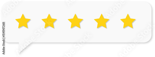 Five star rating speech bubble on white background
