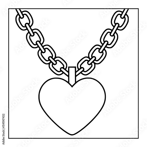 Vector Illustration of Heart Shape Locket Love Jewelry Pendant Romantic Accessory Decorative Charm Isolated Fashion Valentine Symbol Stylish Gift Elegant Necklace Heart Locket Clipart Artistic Design