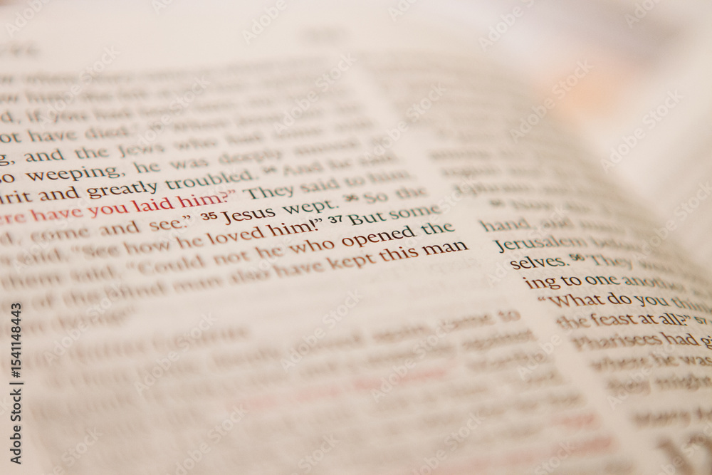 Fototapeta premium jesus wept scripture in Bible