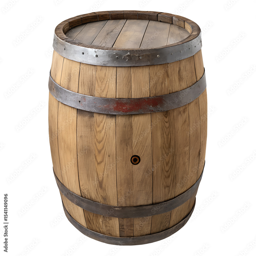 Obraz premium Wooden barrel on transparent background