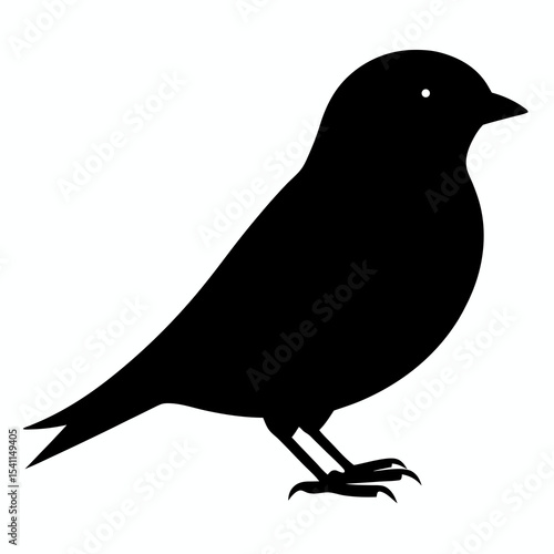 Eastern Bluebird vector black silhouette on white background