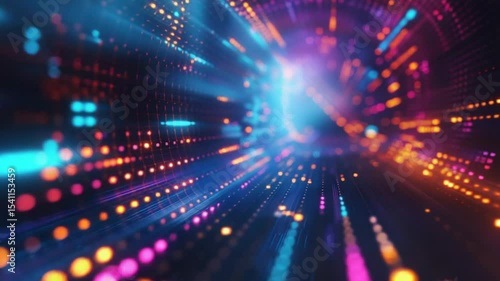 Wallpaper Mural Abstract Digital Tunnel with Neon Lights, and Data Flow. Torontodigital.ca