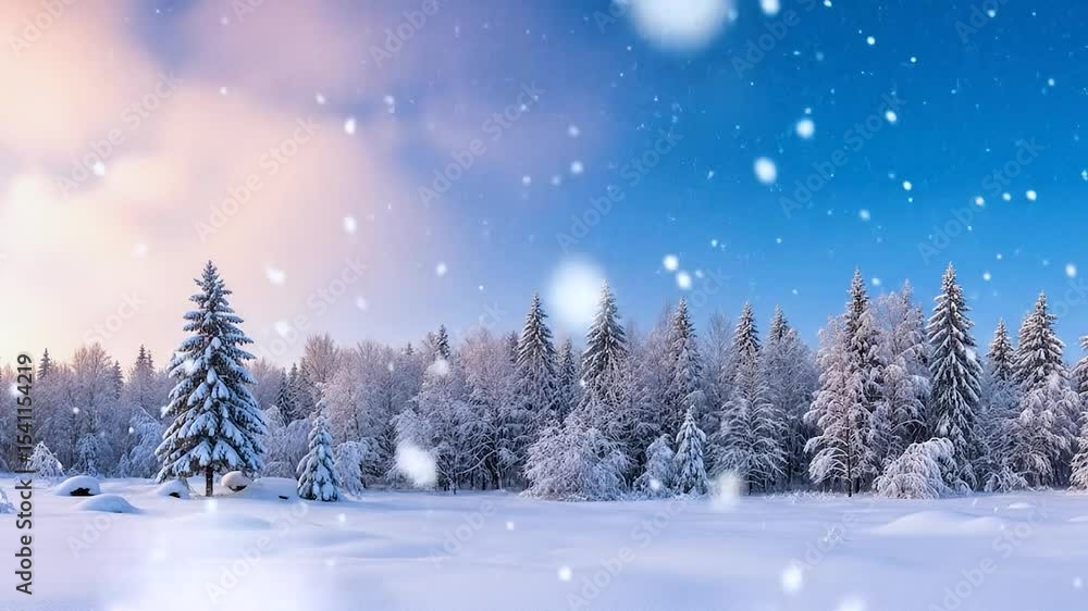 Winter Snowfall in Snowy Forest Winter Snowfall in Snowy Forest