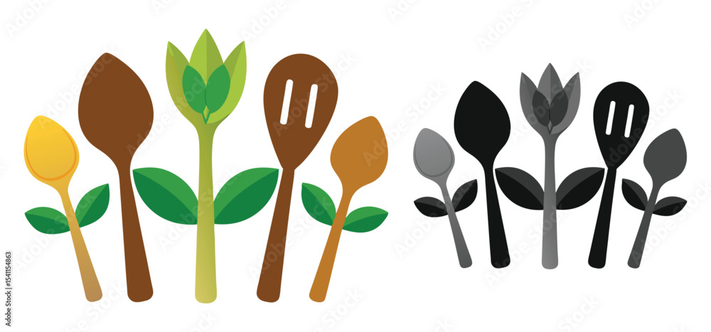Φωτογραφία Culinary harmony a creative illustration of kitchen utensils blooming and flouri