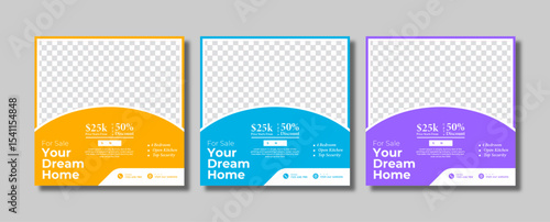 Real estate social media post for house sale. House sale social media post and advertising poster. Suitable for promotion and advertising 