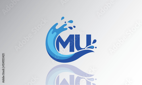 MU Wave Monogram Logo – Creative Splash Letter mark with Water Flow & Motion Effect for Fresh, Dynamic Branding & Aqua-Themed Identity Design
