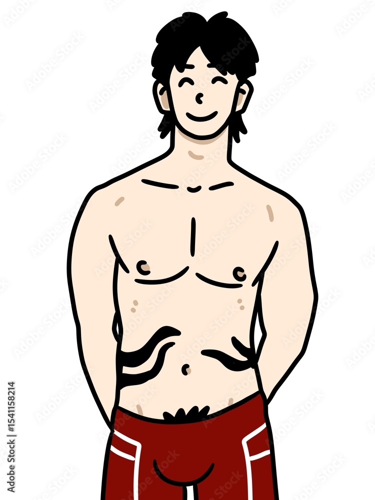 Fototapeta premium cartoon man in top of underwear