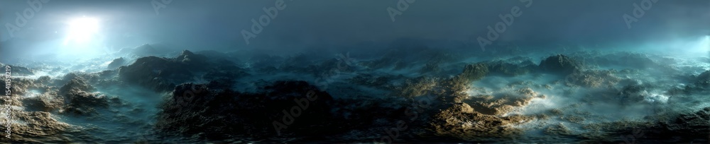 Fototapeta premium Underwater adventure 360 degree hdr view of ocean depths seascape