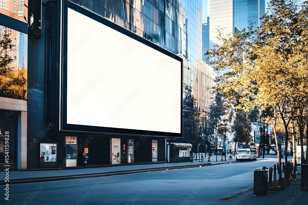 Blank Billboard Mockup Framed by Contemporary Urban Skyline Blank Billboard Mockup Framed by Contemporary Urban Skyline