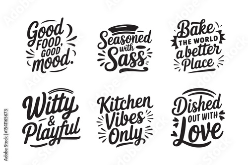 Kitchen Quote Typography Bundle – Fun Cooking and Baking Lettering Set