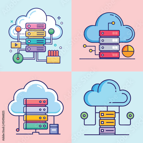Cloud Storage Flat Illustration Modern Data Cloud Vector Design