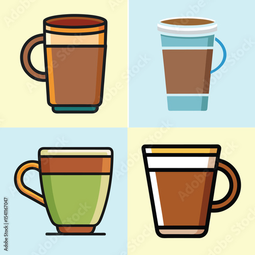 Coffee Cup Flat Illustration Minimalist Mug Vector Design