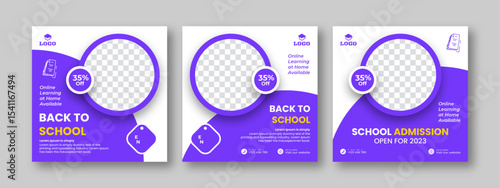 Modern Editable social media poster. Back to School social media post. New Admission advertising poster. elegant promotional banner. 