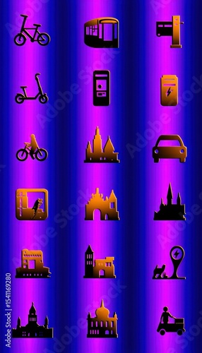 Urban Icons on Gradient