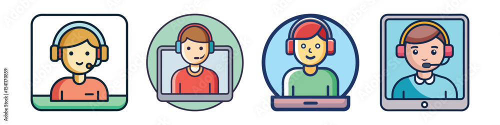 Video Call Icon Flat Style Communication Vector Illustration Video Call Icon Flat Style Communication Vector Illustration