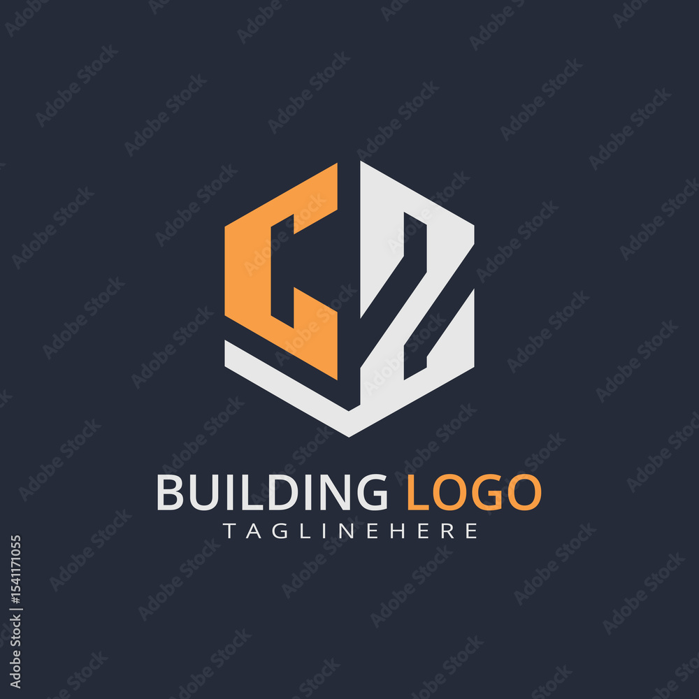 Obraz premium Modern Building Letter Logo Design – Real Estate Monogram Branding 