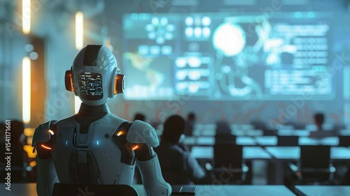 Wallpaper Mural AI Robot in Tech Conference Presentation. Torontodigital.ca