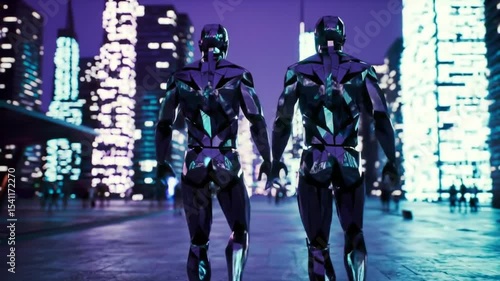 Wallpaper Mural robot animation in night city Torontodigital.ca