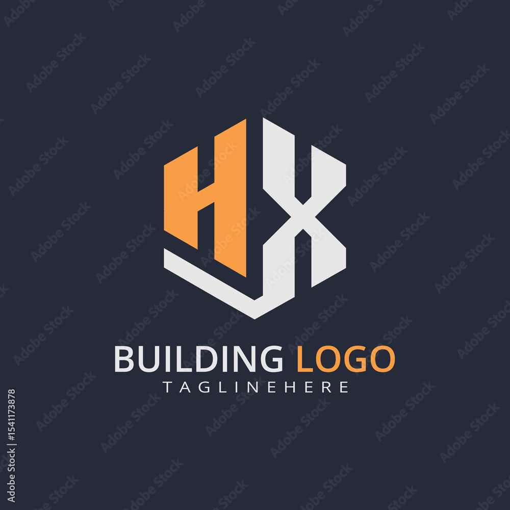 Obraz premium Modern Building Letter Logo Design – Real Estate Monogram Branding 