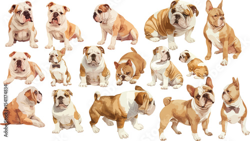 victorian bulldog watercolor clipart | victorian bulldog clipart for graphic resources