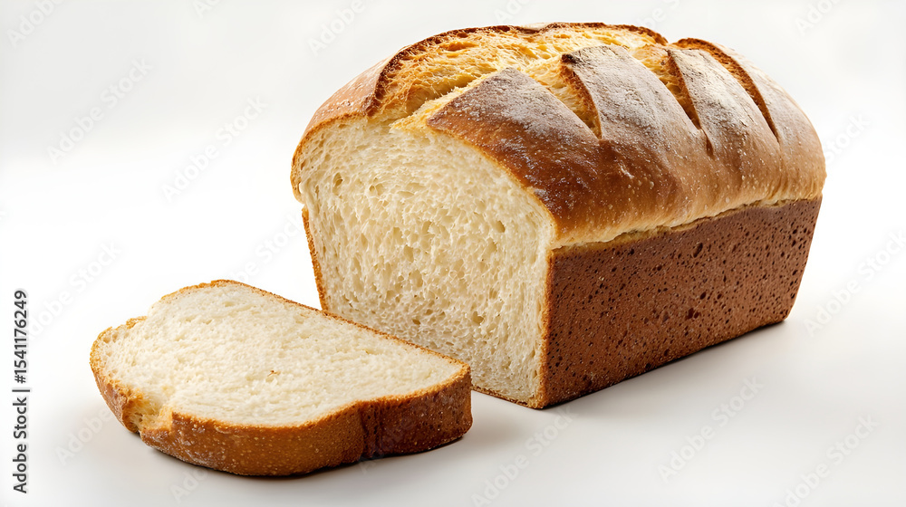 Loaf of Bread with Slice Isolated on White Loaf of Bread with Slice Isolated on White