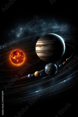 Solar system planets in orbit