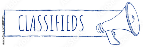 Classifieds Loudspeaker Blue Ballpen Texture Horizontal Box Text 