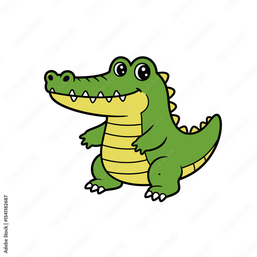 Cute vector illustration in a simple childish style. Cute crocodile on white background. Safari animals Cute vector illustration in a simple childish style. Cute crocodile on white background. Safari animals