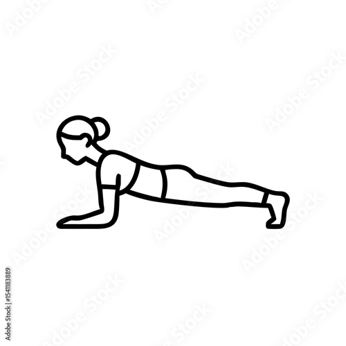 Female yoga instructor holding elbow plank on white background