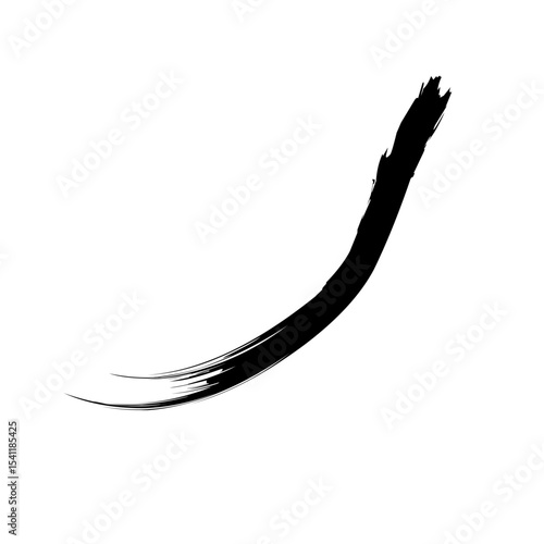 Curved Hair-Like Brush Stroke Vector. The organic form and varying line weight add expressive movement, making it ideal for use in calligraphy, abstract designs, and artistic compositions